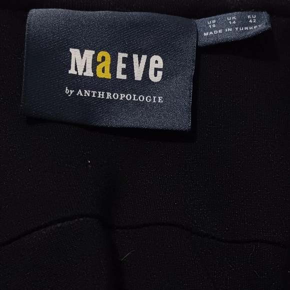 Anthropologie Maeve Mini Dress Sz10 Black-White A-Line Side Zipper Pockets - Picture 5 of 12